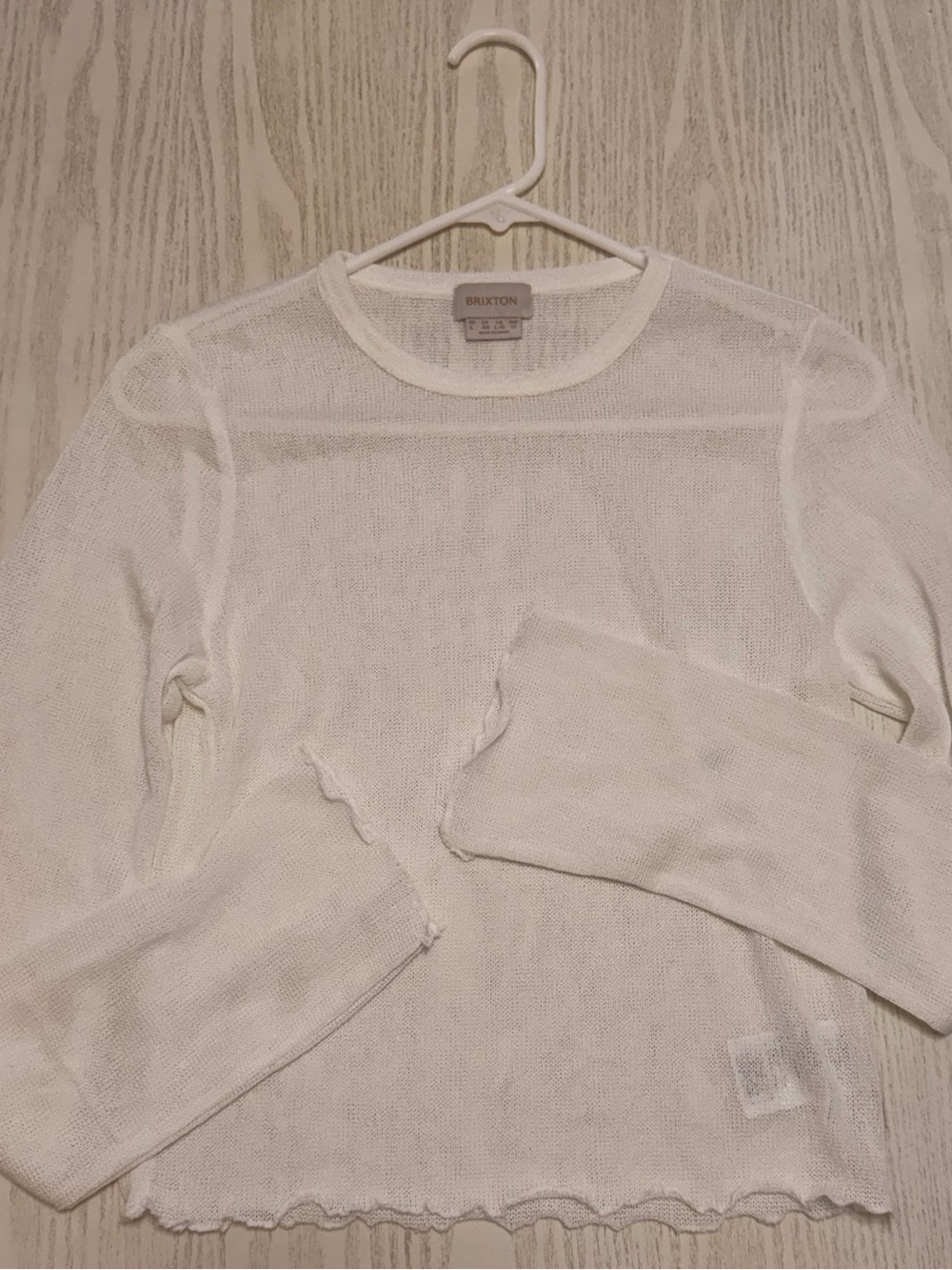 Brixton Lightweight Cream Sheer Crew Neck Sweater